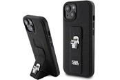 Mobil - Deksel og etui - Karl Lagerfeld Gripstand Saffiano Karl&Choupette Pins case for iPhone 15 Plus / 14 Plus - black - 3666339206888