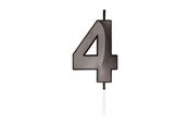 Leketøy - Globos Cake Candle 6cm Metallic Black no. 4 - 1064