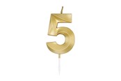 Leketøy - Globos Cake Candle 6cm Metallic Gold no. 5 - 1015