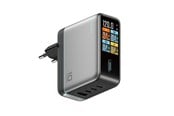 Mobil - Adaptere og ladere - CUKTECH AD1204U 120W Wall Charger with Display and USB-C Cable - Silver - AD1204U