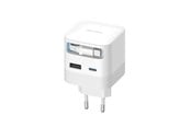 Mobil - Adaptere og ladere - CUKTECH AD653W 67W GaN 2x USB-C + USB-A Wall Charger with 70cm Retractable USB-C Cable - White - AD653W