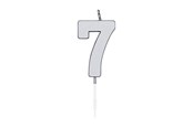 Leketøy - Globos Cake Candle 4.5cm Metallic Silver no. 7 - 1087