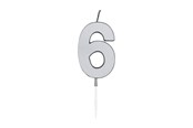 Leketøy - Globos Cake candle 4.5cm Metallic Silver no. 6 - 1086