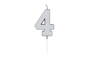 Leketøy - Globos Cake Candle 4.5cm Metallic Silver no. 4 - 1084