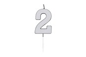 Leketøy - Globos Cake Candle 4.5cm Metallic Silver no. 2 - 1082