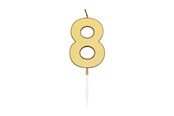 Leketøy - Globos Cake Candle 4.5cm Metallic Gold no. 8 - 1078