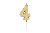 Leketøy - Globos Cake Candle 4.5cm Metallic Gold no. 4 - 1074