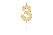 Leketøy - Globos Cake candle 4.5cm Metallic Gold no. 3 - 1073