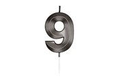 Leketøy - Globos Cake Candle 6cm Metallic Black no. 9 - 1069