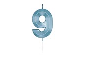 Leketøy - Globos Cake Candle 6cm Metallic Light Blue no. 9 - 1059