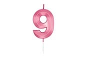 Leketøy - Globos Cake Candle 6cm Metallic Light Pink no. 9 - 1049