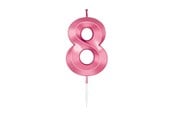 Leketøy - Globos Cake Candle 6cm Metallic Light Pink no. 8 - 1048