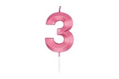 Leketøy - Globos Cake Candle 6cm Metallic Light Pink no. 3 - 1043