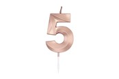 Leketøy - Globos Cake Candle 6cm Metallic Rose Gold no. 5 - 1035