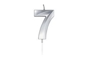 Leketøy - Globos Cake Candle 6cm Metallic Silver no.7 - 1027