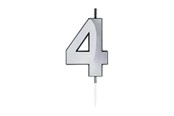 Leketøy - Globos Cake Candle 6cm Metallic Silver no.4 - 1024