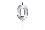 Leketøy - Globos Cake Candle 6cm Metallic Silver no.0 - 1020