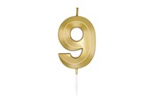 Leketøy - Globos Cake Candle 6cm Metallic Gold no. 9 - 1019