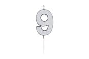 Leketøy - Globos Cake Candle 4.5cm Metallic Silver no. 9 - 1089