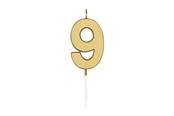 Leketøy - Globos Cake candle 4.5cm Metallic Gold no. 9 - 1079