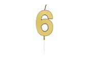 Leketøy - Globos Cake candle 4.5cm Metallic Gold no. 6 - 1076