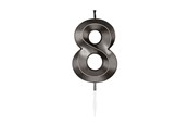 Leketøy - Globos Cake candle 6cm Metallic Black no. 8 - 1068