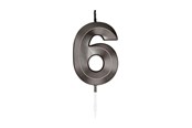 Leketøy - Globos Cake candle 6cm Metallic Black no. 6 - 1066