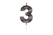 Leketøy - Globos Cake Candle 6cm Metallic Black no. 3 - 1063