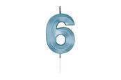 Leketøy - Globos Cake Candle 6cm Metallic Light Blue no. 6 - 1056