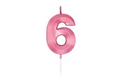 Leketøy - Globos Cake Candle 6cm Metallic Light Pink no. 6 - 1046