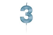 Leketøy - Globos Cake Candle 6cm Metallic Light Blue no. 3 - 1053