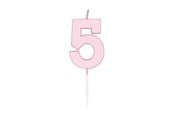 Leketøy - Globos Cake candle 4.5cm Pastel Pink no. 5 - 1115