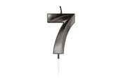 Leketøy - Globos Cake candle 6cm Metallic Black no. 7 - 1067