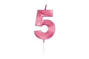 Leketøy - Globos Cake Candle 6cm Metallic Light Pink no. 5 - 1045
