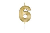 Leketøy - Globos Cake Candle 6cm Metallic Gold no. 6 - 1016