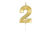 Leketøy - Globos Cake Candle 6cm Metallic Gold no. 2 - 1012