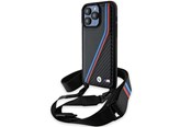 Mobil - Deksel og etui - BMW M Edition Carbon Tricolor Lines & Strap case for iPhone 15 Pro Max - black - 3666339235680