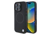 Mobil - Deksel og etui - BMW Signature Leather Half Textured & Circle MagSafe case for iPhone 16 Pro - black - 3666339323424