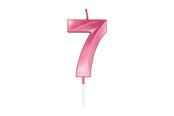 Leketøy - Globos Cake Candle 6cm Metallic Light Pink no. 7 - 1047