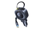 Mobil - Adaptere og ladere - Baseus PrimeTrip VR2 30W + 30W Car Charger with Retractable USB-C Cable - Black - C0206401