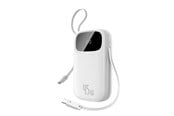 Nødlader - Baseus EnerFill FC31 QPow3 20000mAh 45W Power Bank with Digital Display with 2 Built-in USB-C Cables - White - P10082105213-00