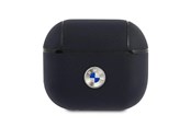 Mobil - Andre tilbehør - BMW Genuine Leather Silver Logo Case for AirPods 3 - Navy Blue - 3666339009458
