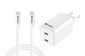 Bærbar PC - Lader - Sandberg AC Charger USB-C PD65W EU 1.5M - Dual-Port | GaN III | 65 - 441-75