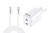 Bærbar PC - Lader - Sandberg AC Charger USB-C PD65W EU 3M - Dual-Port | GaN III | 65W | 3m Cable - 441-76