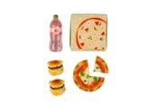 Dukker, Bamser & Utstyr - Micki Lundby junk food med burger, drikke, oppskåret pizza og pizzaboks - 18420