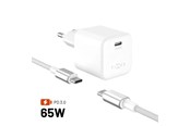 Mobil - Adaptere og ladere - FIXED Mini GaN Wall Charger 65W (Incl. 2m USB-C/C Cable) - White - FIXCG65M-CC-WH