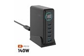 Mobil - Adaptere og ladere - FIXED Super Fast GaN 140W Desktop Charger - 4xUSB-C & 1xUSB-A - Black - FIXCG140D-4C1A-BK