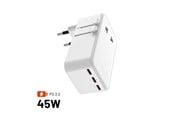 Mobil - Adaptere og ladere - FIXED 70W Travel Charger USB-C/-A - For EU/UK/USA/AUS - White - FIXCT45-3C1A-WH