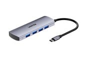 USB-hub - Unitek uHUB Q4 H1112E - hub - 4-in-1 10 Gbps USB-C with USB-A - 4 ports USB-hub - USB 3.2 - 4 porter - Grå - H1112EGY01