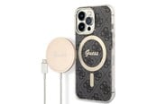 Mobil - Deksel og etui - GUESS GUBPP13LH4EACSK Case+ Charger iPhone 13 Pro black/black hard case 4G Print MagSafe - 3666339102791